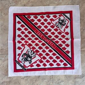 Wisconsin Badgers Bandana Scarf Handkerchief NCAA Red & White Bucky